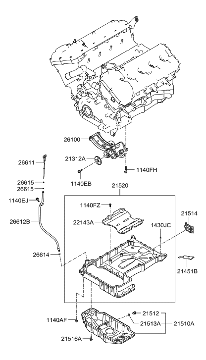 2015 Hyundai Equus Belt Cover & Oil Pan Diagram