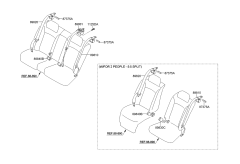 2018 Hyundai Tucson Rear Center Seat Belt Assembly Diagram for 89850-3N550-RY