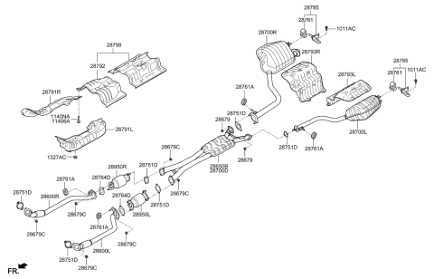 2017 Hyundai Tucson Tail With Muffler Pipe, Left Diagram for 28701-3N520