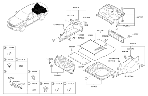 2014 Hyundai Equus Partition Panel Assembly Diagram for 69330-3N800