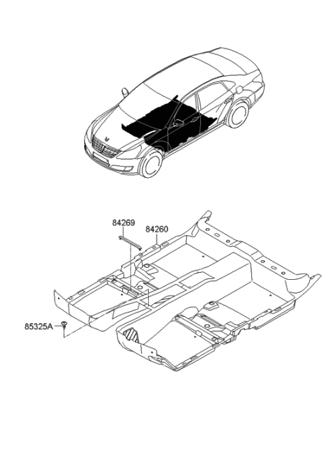 2015 Hyundai Equus Carpet Assembly-Floor Diagram for 84260-3N170-RY