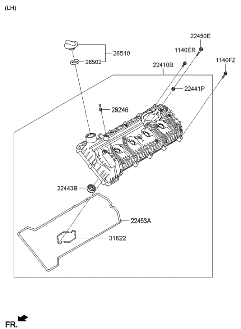 2017 Hyundai Tucson Cover Assembly-Rocker,LH Diagram for 22410-3F400