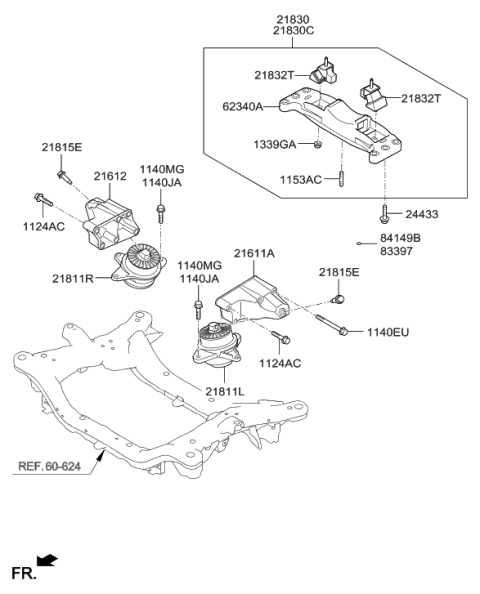 2015 Hyundai Equus INSULATOR-T/M Diagram for 21832-3N301