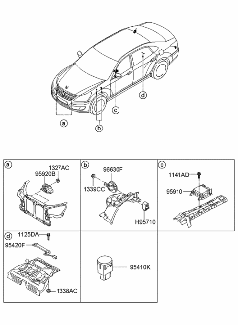 2014 Hyundai Equus Secruity Indicator Assembly Diagram for 95410-3N600