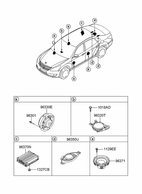 2015 Hyundai Equus Extension Amp Assembly Diagram for 96370-3N600