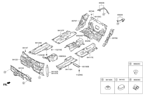 2014 Hyundai Equus Insulator-Dash Panel Diagram for 84124-3N701