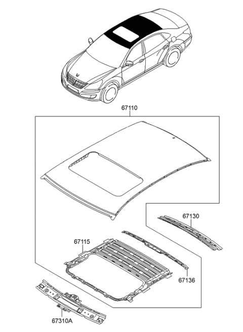 2014 Hyundai Equus Roof Panel Diagram