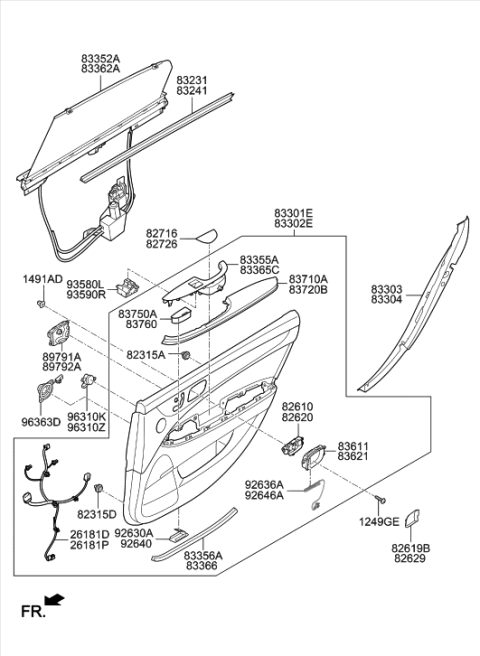 2014 Hyundai Equus Panel Assembly-Rear Door Trim,LH Diagram for 83305-3NHR0-RN4