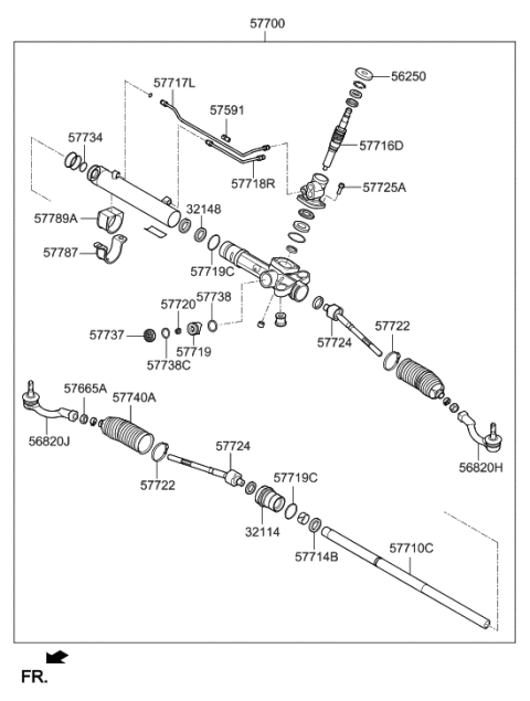 2014 Hyundai Equus Rack Assembly-Power Steering Gear Box Diagram for 57710-3N900