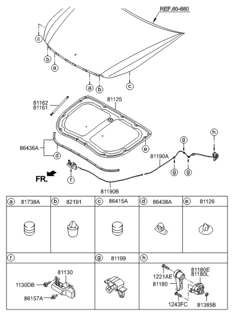 2015 Hyundai Equus Hood Trim Diagram