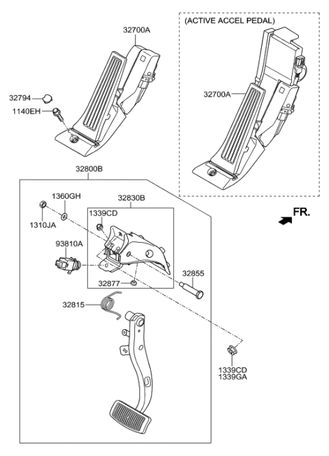 2015 Hyundai Equus Pedal Assembly-Brake Diagram for 32800-3N000