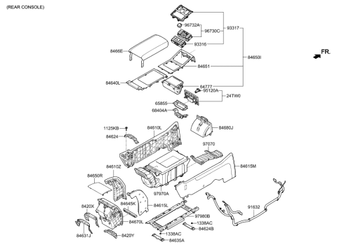 2015 Hyundai Equus Switch & Remocon Assembly-Rear Console Diagram for 93317-3NAH0