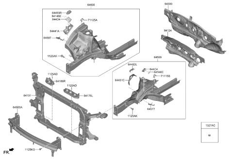 2021 Hyundai Palisade Bracket Assembly-Fender MTG UPR FR Diagram for 64495-S8000