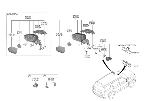 2002 Hyundai XG350 Mirror Assembly-Rear View Inside Diagram for 85101-3W200
