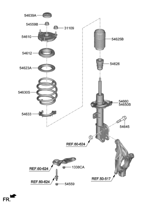 2020 Hyundai Palisade Front Spring & Strut Diagram