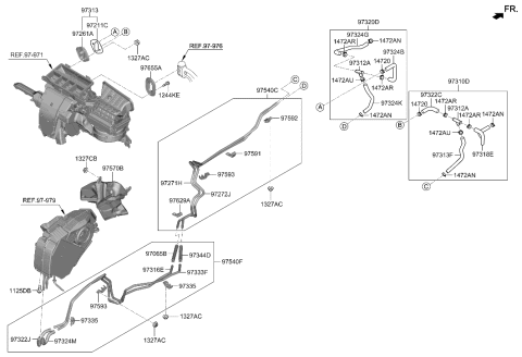 2020 Hyundai Palisade Heater System-Duct & Hose Diagram 1