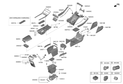 2020 Hyundai Palisade Complete-Console Floor Switch Diagram for 93300-S8020-VCS