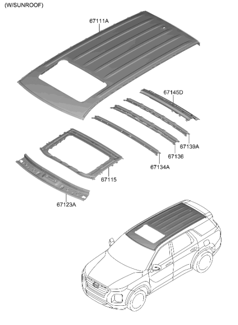 2020 Hyundai Palisade Ring Assembly-SUNROOF REINF Diagram for 67115-S8100