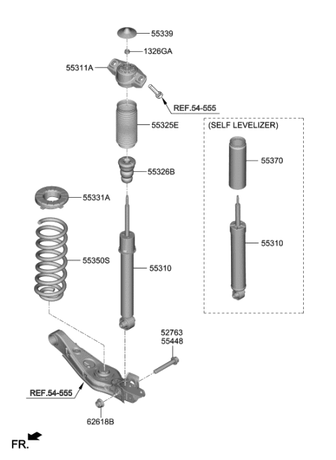 2022 Hyundai Palisade Rear Shock Absorber Assembly Diagram for 55307-S8100