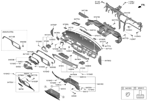 2020 Hyundai Palisade Crash Pad Diagram