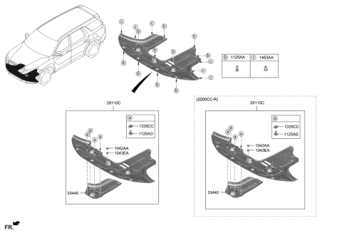 2022 Hyundai Palisade Panel Assembly-Under Cover Diagram for 29110-S8000