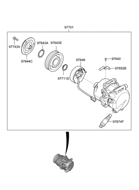 2021 Hyundai Palisade PULLEY Assembly-A/CON Compressor Diagram for 97643-S8500