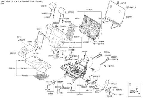 2020 Hyundai Palisade Back Assembly-RR Seat LH Diagram for 89300-S8630-UBM