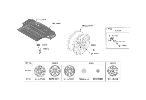 2020 Hyundai Palisade Center Cap Diagram for 52960-S8200