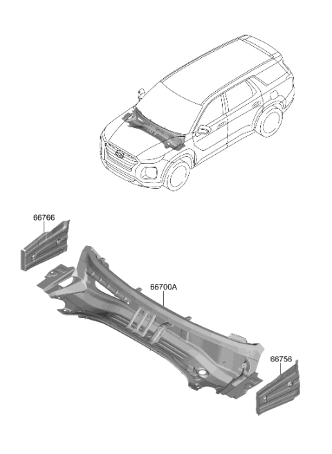 2022 Hyundai Palisade Cowl Panel Diagram