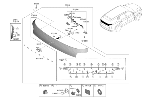 2021 Hyundai Palisade Lamp Assembly-License Plate Diagram for 92501-S8020