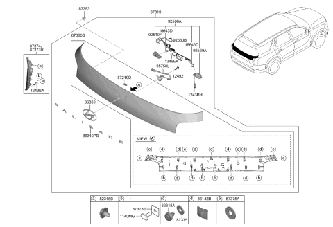 2021 Hyundai Palisade Symbol Mark Emblem Diagram for 86300-S8000