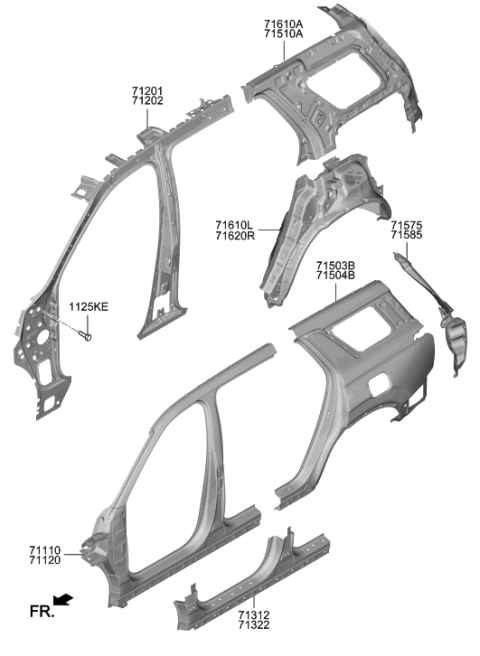 2022 Hyundai Palisade Side Body Panel Diagram