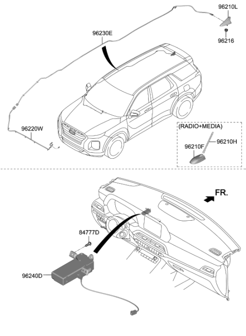 2022 Hyundai Palisade Pole-Roof Antenna Diagram for 96201-B2100
