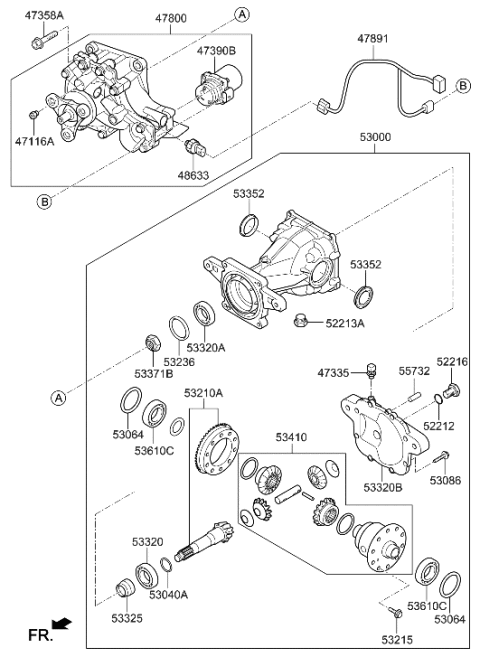 2021 Hyundai Palisade Carrier Assembly-Differential Diagram for 53000-4G500