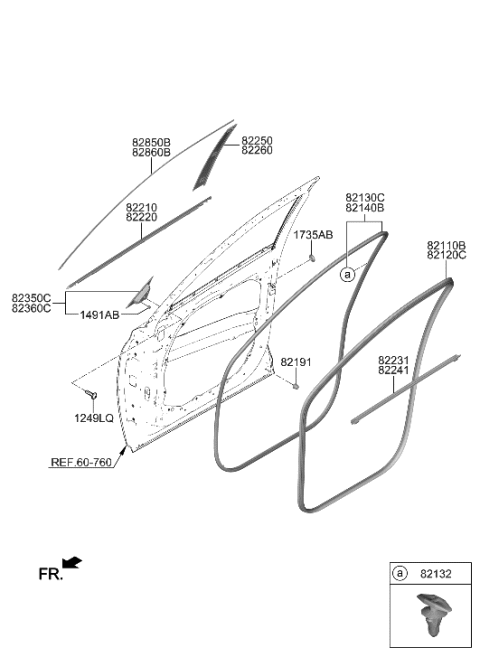 2021 Hyundai Palisade Front Door Moulding Diagram