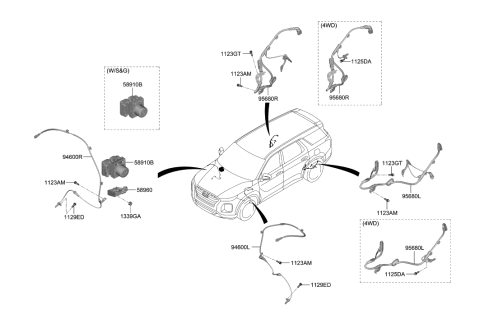 2020 Hyundai Palisade Sensor Assembly-Wheel Speed,LH Diagram for 58930-S9000