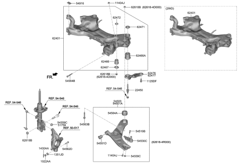 2020 Hyundai Palisade Arm Complete-FR LWR,LH Diagram for 54500-S8100