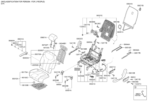 2021 Hyundai Palisade ARMREST ASSY,LH Diagram for 89908-S8010-UBW