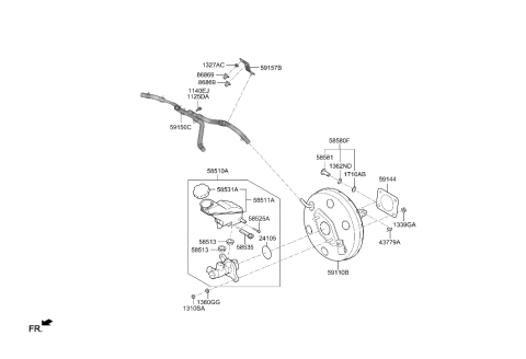 2022 Hyundai Palisade Cylinder Assembly-Brake Master Diagram for 58510-C5070