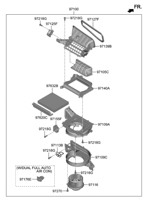 2020 Hyundai Palisade Blower Unit Diagram for 97100-S8520