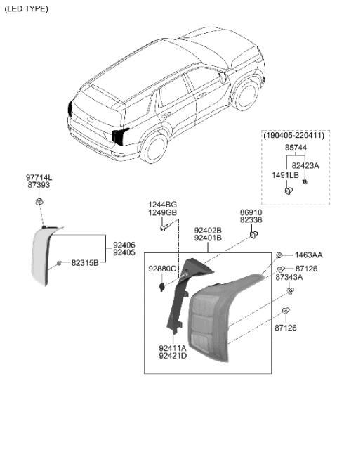 2022 Hyundai Palisade Rear Combination Lamp Diagram 2
