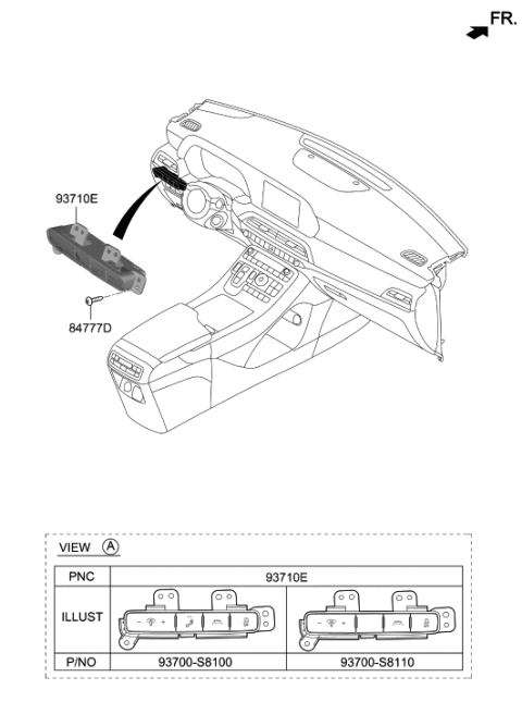 2022 Hyundai Palisade Switch Assembly-Side Crash Pad Diagram for 93700-S8100-YJY