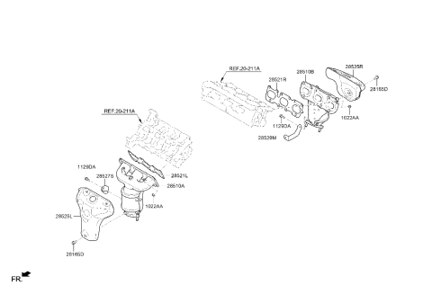 2021 Hyundai Palisade Exhaust Manifold Catalytic Assembly, Right Diagram for 28510-3L290