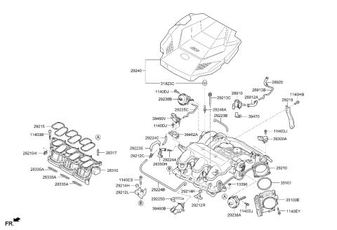 2021 Hyundai Palisade Tank Assembly-Surge Air Intake Diagram for 29210-3CFC1