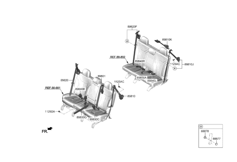 2020 Hyundai Palisade 3Rd Center Seat Belt Assembly Diagram for 89853-S8500-NNB