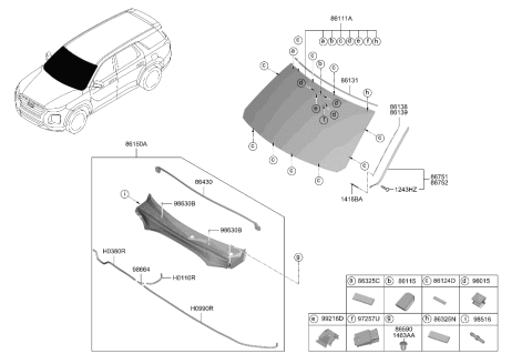 2021 Hyundai Palisade Cover Assembly-Cowl Top Diagram for 86150-S8000