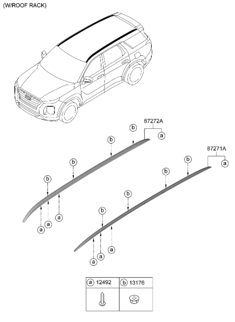 2020 Hyundai Palisade Roof Garnish & Rear Spoiler Diagram 2