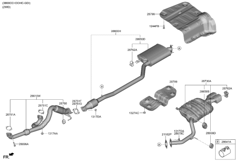 2020 Hyundai Palisade Muffler & Exhaust Pipe Diagram 1