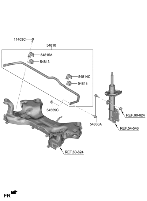 2022 Hyundai Palisade Front Suspension Control Arm Diagram