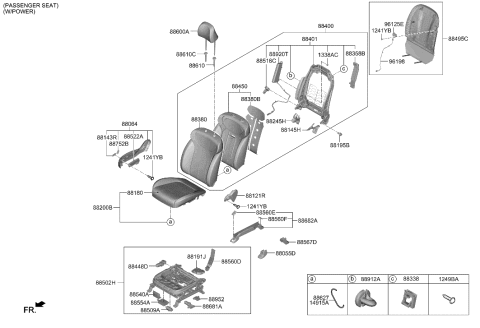 2021 Hyundai Palisade Front Cushion Covering, Right Diagram for 88260-S8570-UBJ